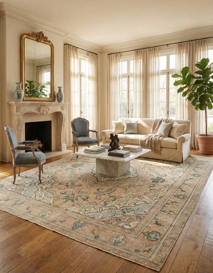 Detail image of 9' 8 x 12' 3  Hand Knotted Ultra Vintage Persian Wool Rug