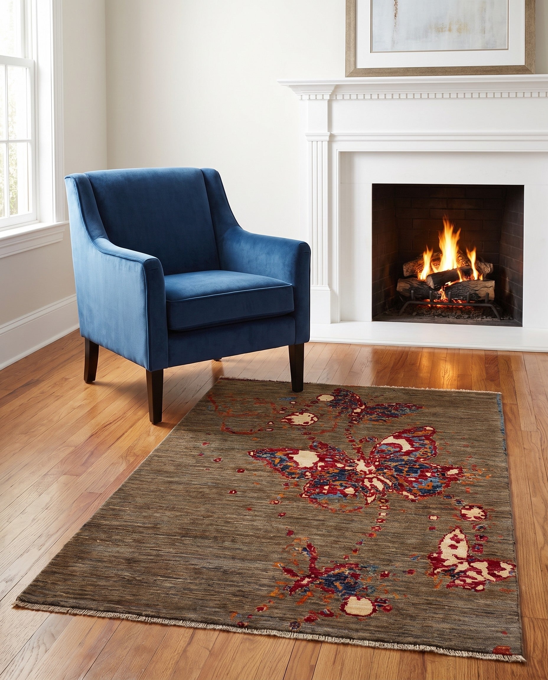 3' 4 x 5' Hand Knotted Modern Ziegler Rug