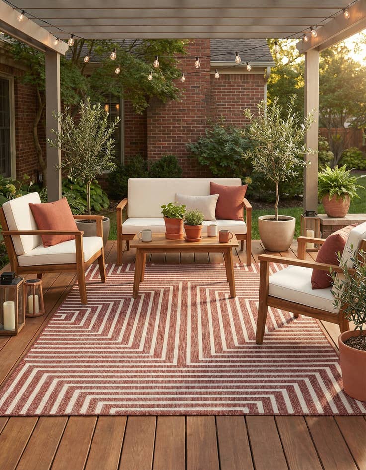 Detail image of 5' 3 x 7'  Washable Modern Indoor / Outdoor Rug