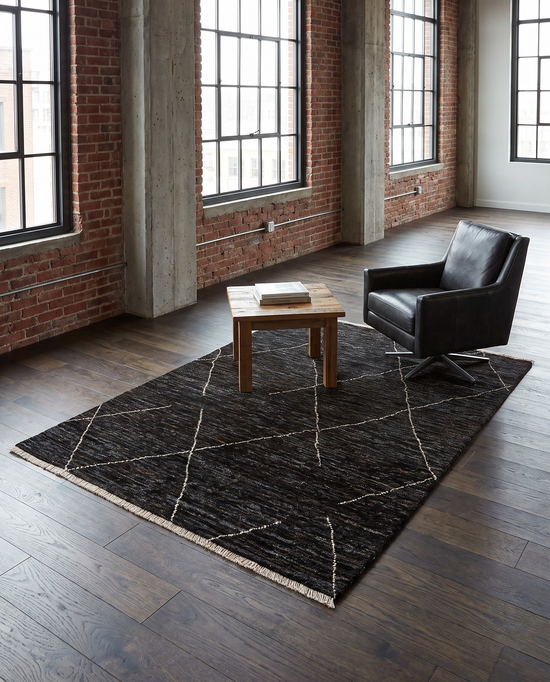 4' 6 x 6' 7 Hand Knotted Moroccan Wool Rug