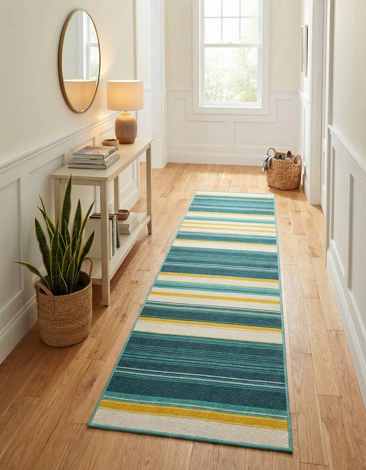 Detail image of 2' 7 x 10'  Washable Border Indoor / Outdoor Runner Rug