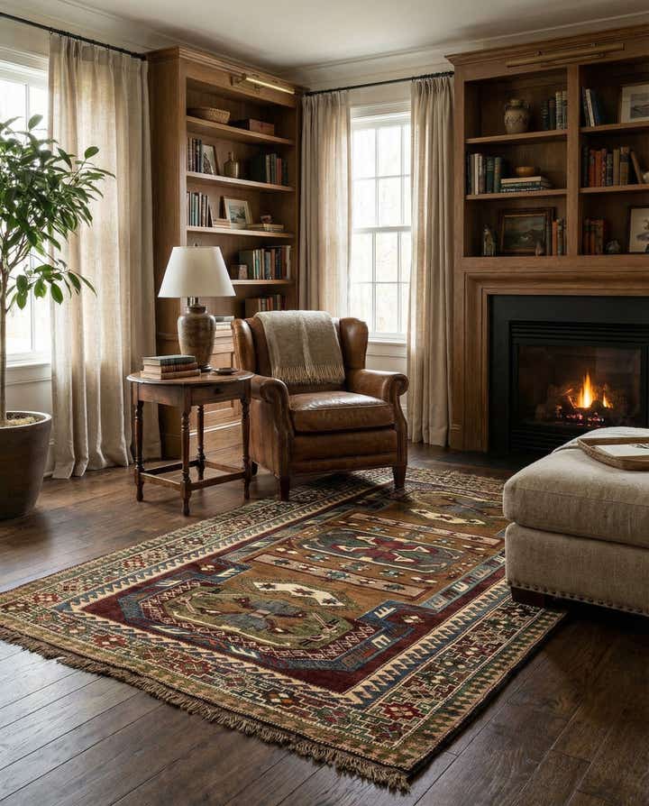 4' 7 x 6' 10 Hand Knotted Kars Wool Rug