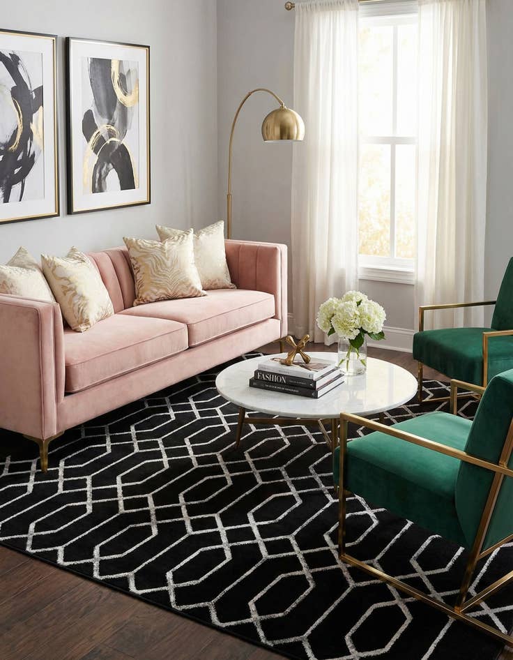 Detail image of 10' x 10'  Marilyn Monroe™ Glam Trellis Square Rug