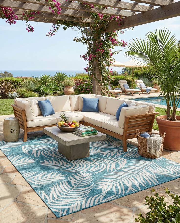 Detail image of 10' x 13' Easy-Clean Botanical Indoor / Outdoor Rug
