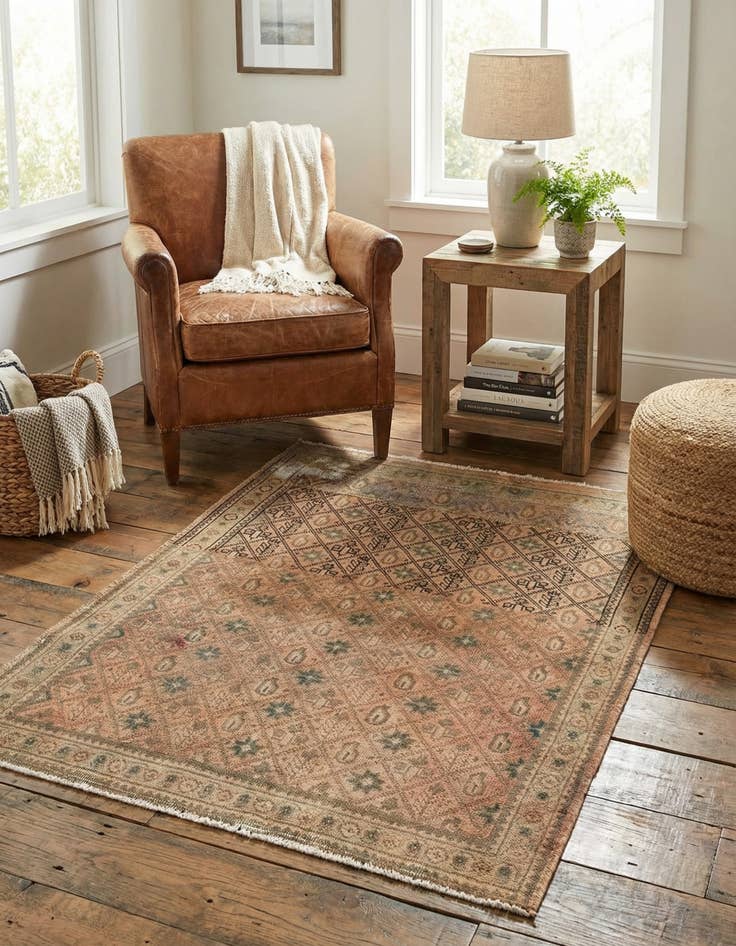 Detail image of 3' 5 x 4' 4  Hand Knotted Ultra Vintage Persian Wool Rug