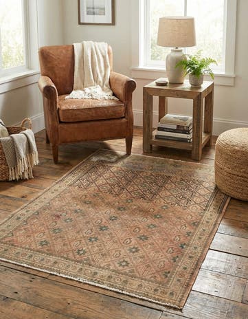 3' 5 x 4' 4 Hand Knotted Ultra Vintage Persian Wool Rug