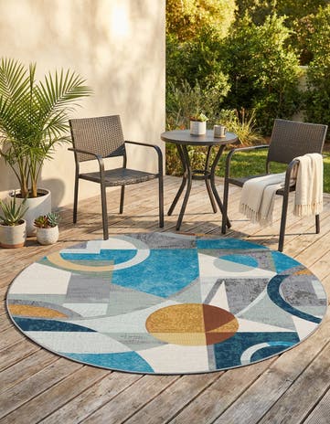 6' 1 x 6' 1 Easy-Clean Modern Indoor / Outdoor Round Rug