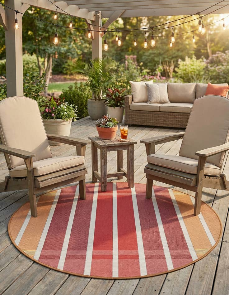 Detail image of  3' x 3'  Washable Ribbon Indoor / Outdoor Round Rug