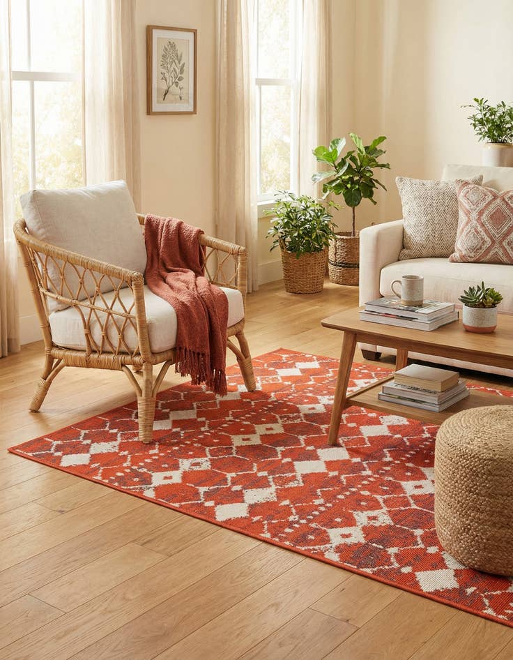 Detail image of 4' x 6'  Washable Trellis Indoor / Outdoor Rug