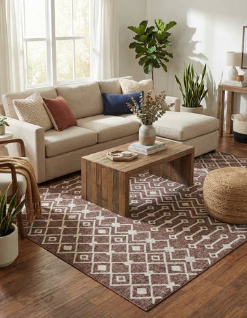 Dusty Rose Eco Trellis Rug