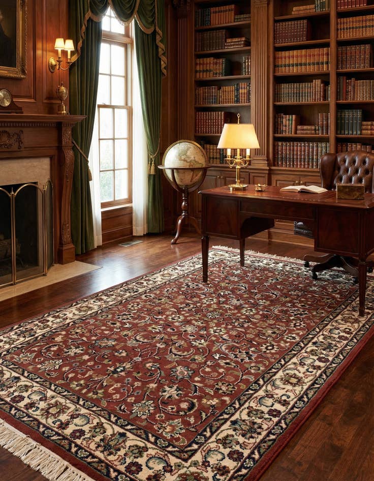 Detail image of 4' x 6'  Hand Knotted Kashan Wool Rug