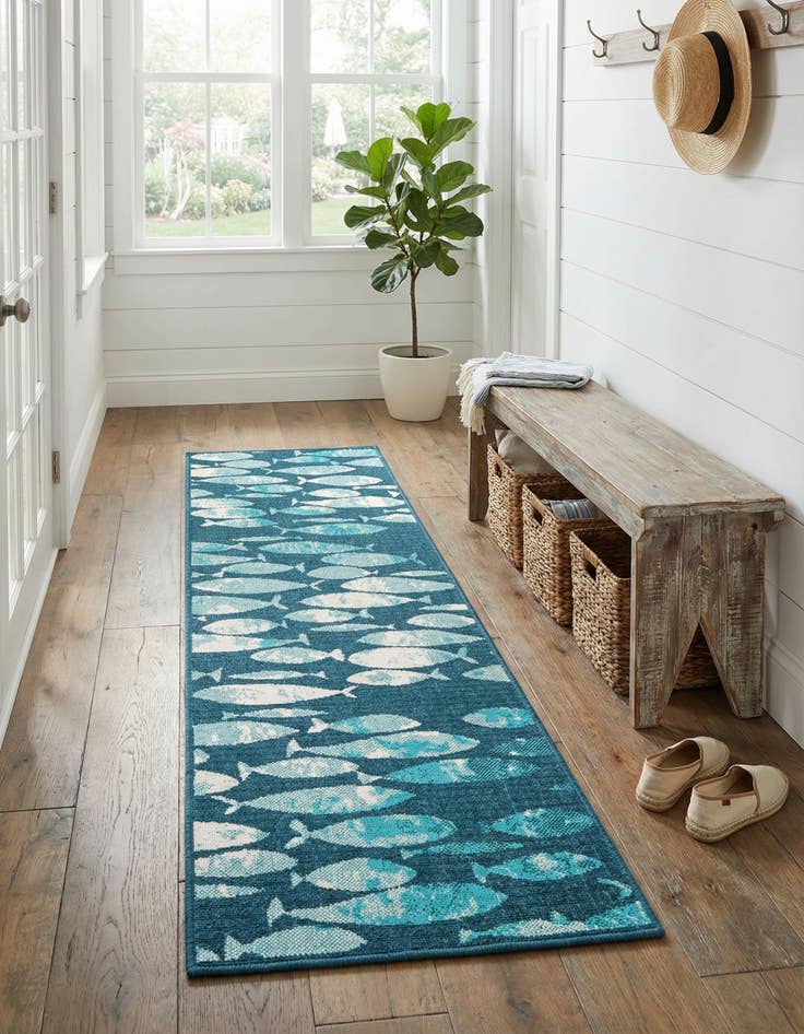 Detail image of  2' x 8'  Washable Coastal Indoor / Outdoor Runner Rug