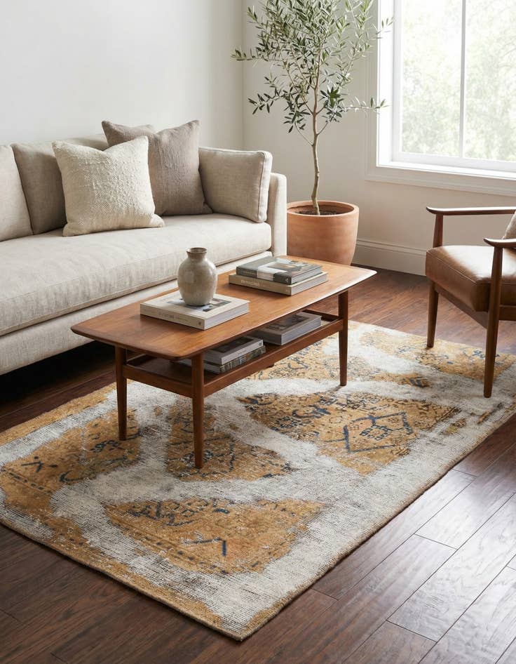 Detail image of 3' 2 x 4' 9  Hand Knotted Ultra Vintage Persian Wool Rug