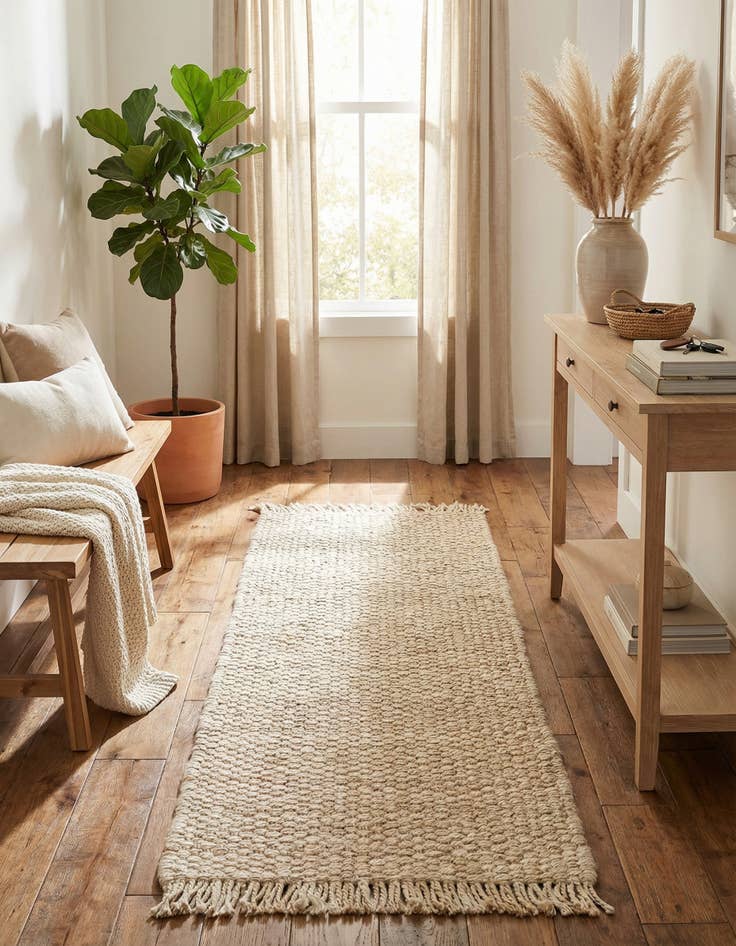 Detail image of  2' x 5' 1  Hand Woven Chunky Jute Runner Rug