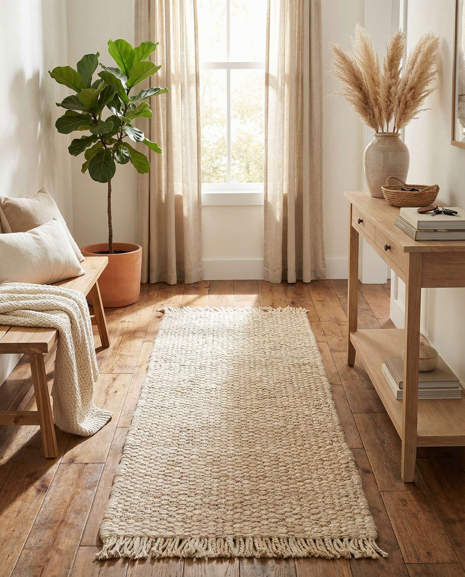 2' x 5' 1 Hand Woven Chunky Jute Runner Rug