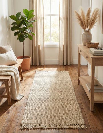 Ivory Hand Woven Chunky Jute Runner Rug