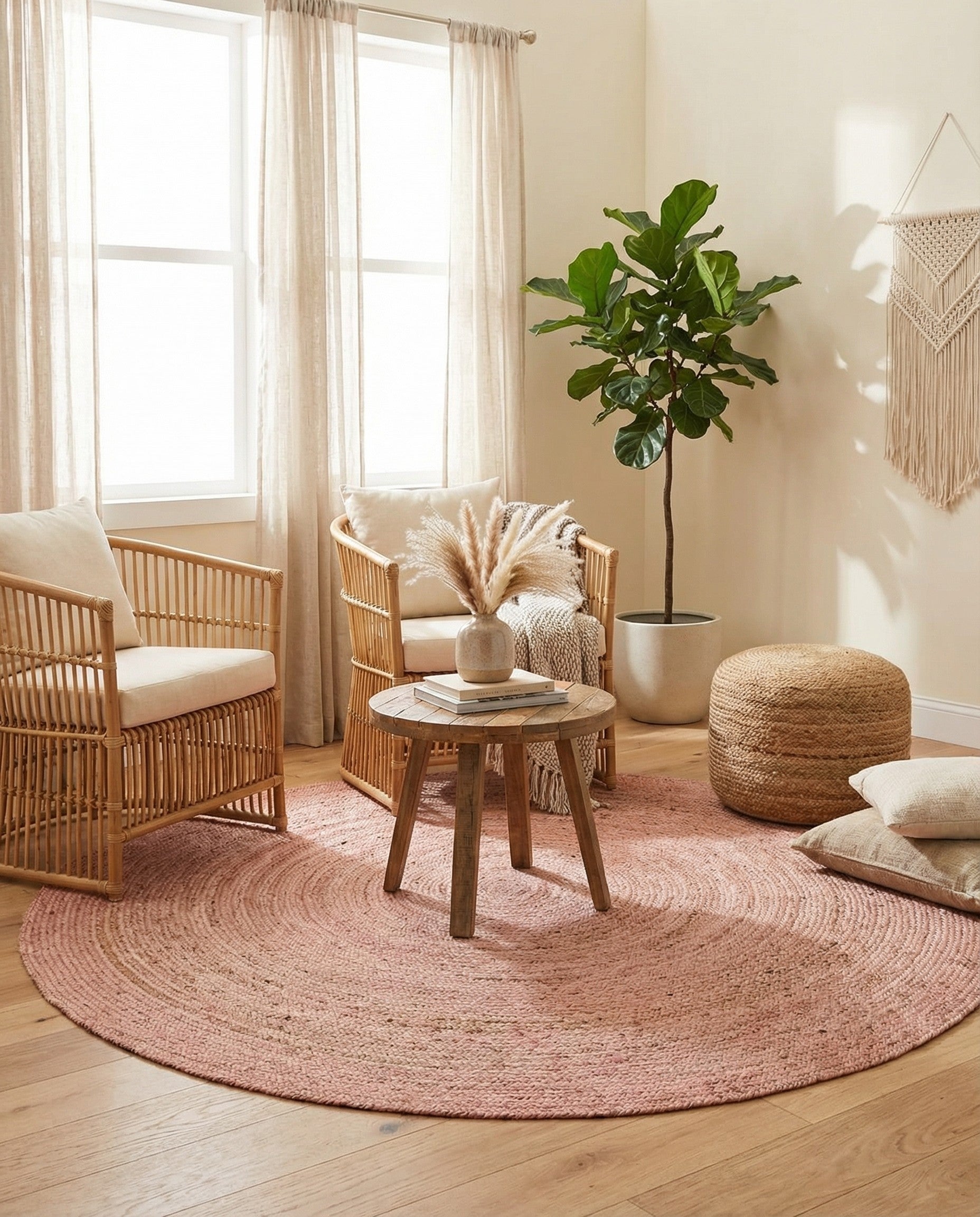  8' x 8'  Hand Braided Jute Round Rug