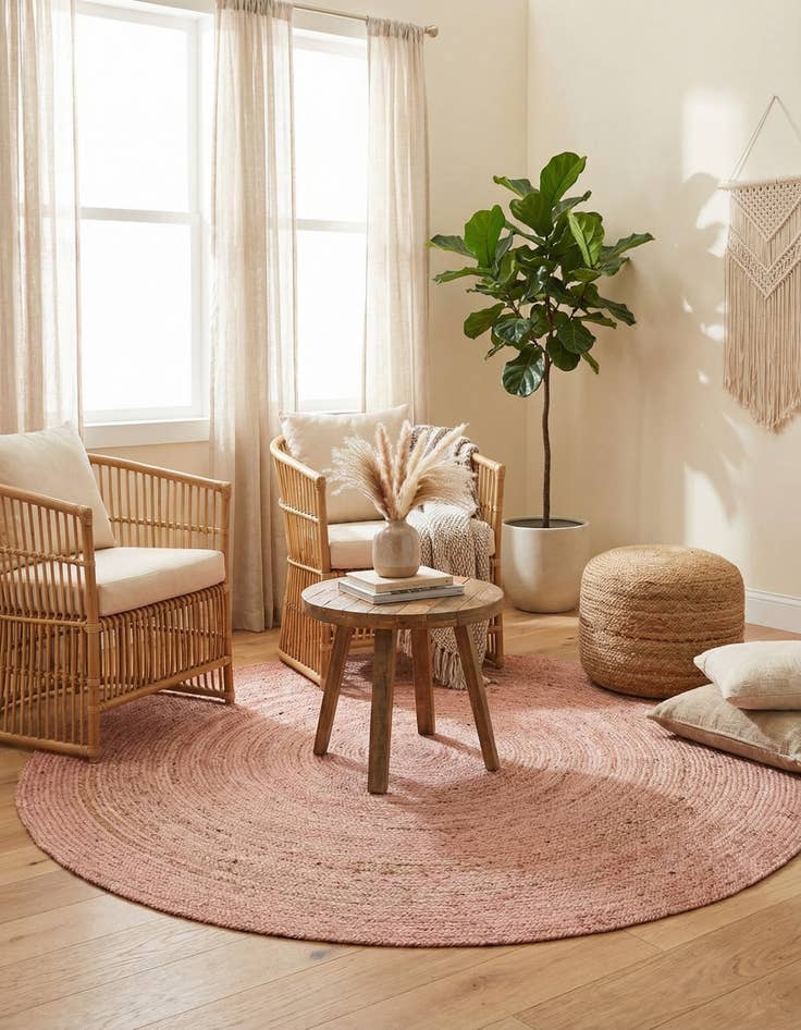 Detail image of  8' x 8'  Hand Braided Jute Round Rug