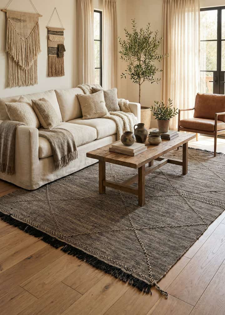 5' 9 x 7' 6 Hand Knotted Moroccan Wool Rug