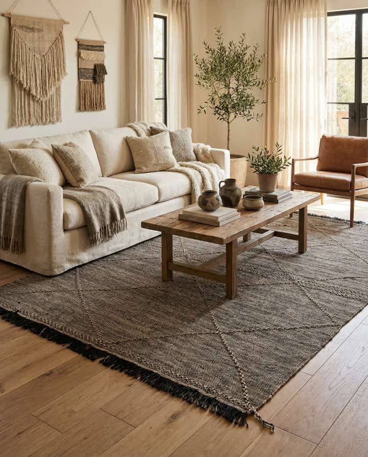 5' 9 x 7' 6 Hand Knotted Moroccan Wool Rug
