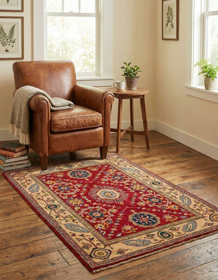 Detail image of 3' 4 x 4' 10  Hand Knotted Kazak Rug