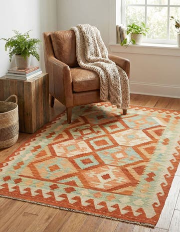 3' 3 x 5' Hand Woven Kilim Waziri Wool Rug