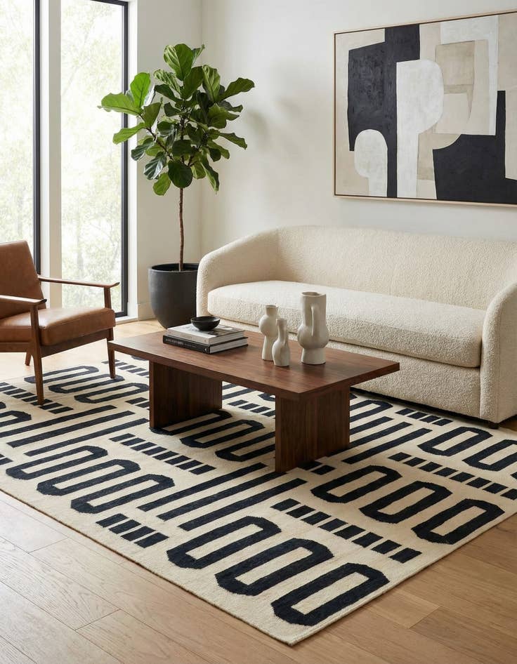 Detail image of 6' 3 x 7' 10  Hand Woven Kilim Modern Wool Rug