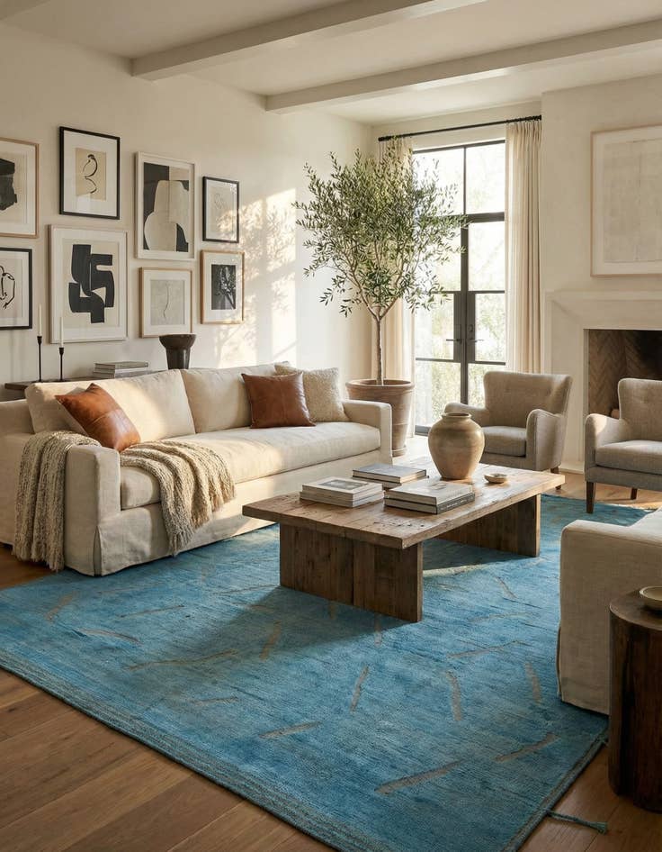 Detail image of 9' x 12'  Hand Knotted Moroccan Wool Rug