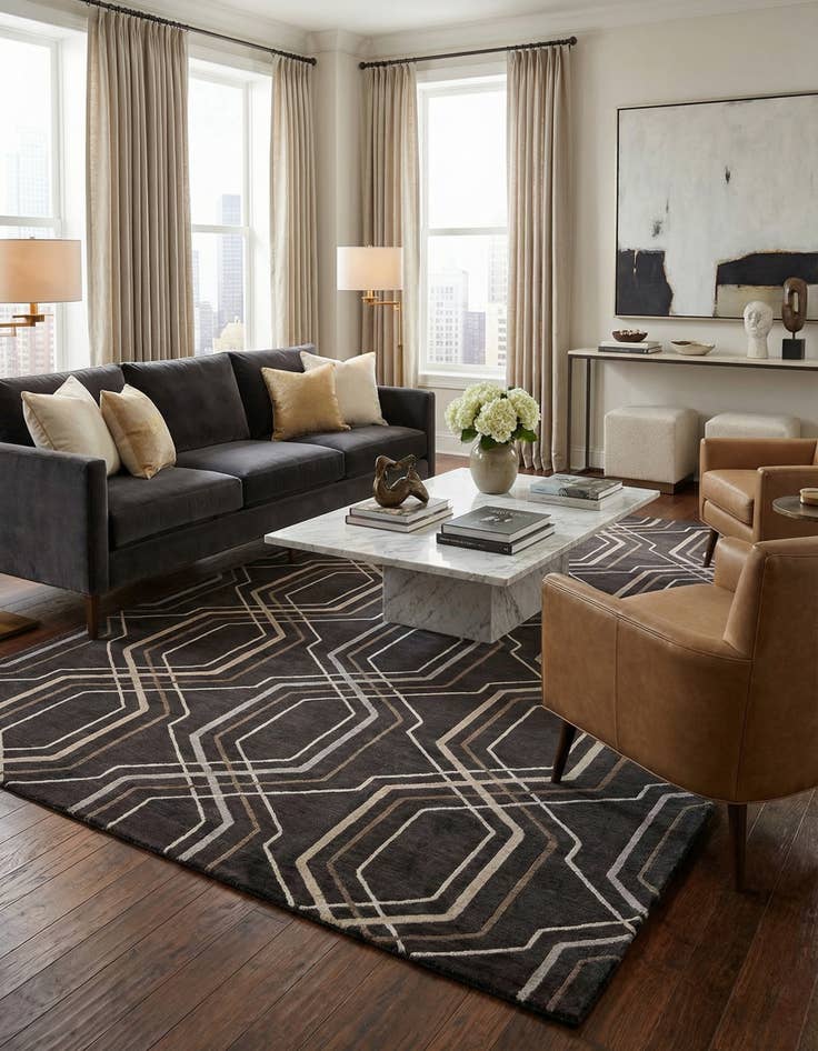 Detail image of  6' 8 x 9' 10  Hand Knotted Darya Wool Rug