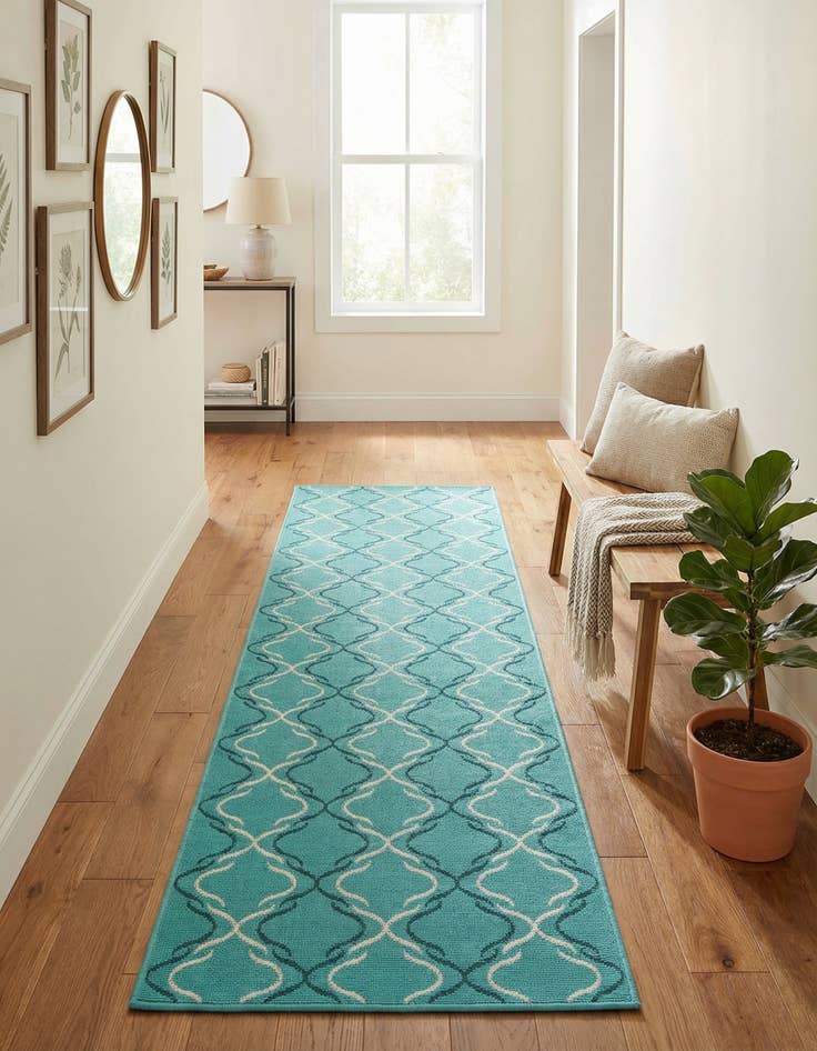Detail image of 2' x 8'  Washable Trellis Indoor / Outdoor Runner Rug