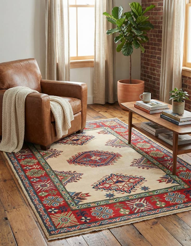 Detail image of 4' x 5' 9  Hand Knotted Kazak Rug