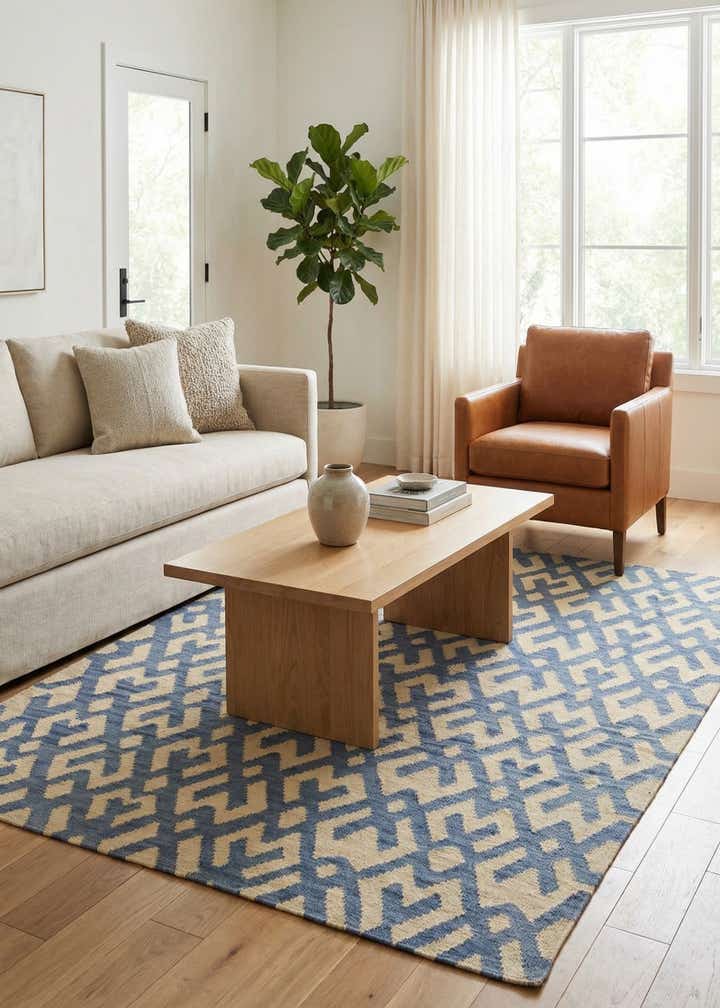 4' 6 x 5' 9 Hand Woven Kilim Modern Wool Rug