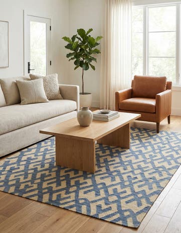 4' 6 x 5' 9 Hand Woven Kilim Modern Wool Rug