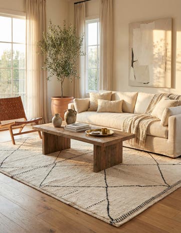 6' 3 x 9' 5 Hand Knotted Moroccan Wool Rug