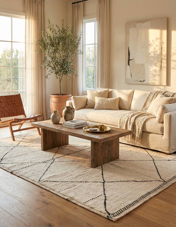 Detail image of 6' 3 x 9' 5  Hand Knotted Moroccan Wool Rug