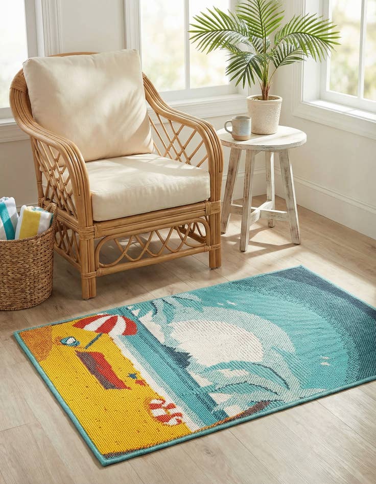 Detail image of 2' x 3'  Washable Coastal Indoor / Outdoor Rug