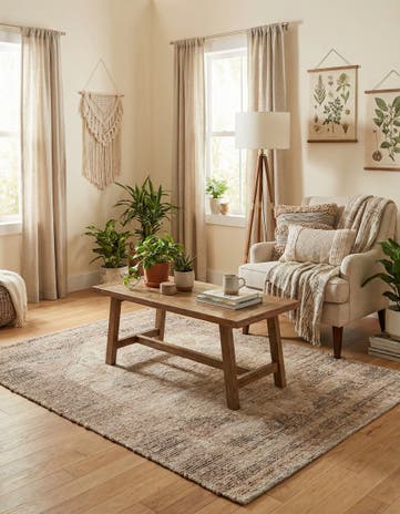 Natural Hand Woven Chenille Jute Rug