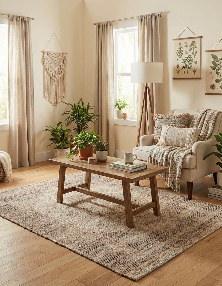 4' 1 x 6' 1 Hand Woven Chenille Jute Rug