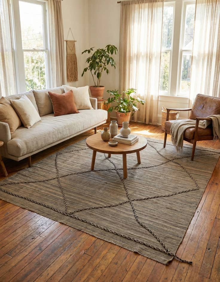 Detail image of 5' 5 x 5' 9  Hand Knotted Moroccan Wool Square Rug