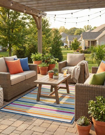 Blue Easy-Clean Aruba Indoor / Outdoor Square Rug