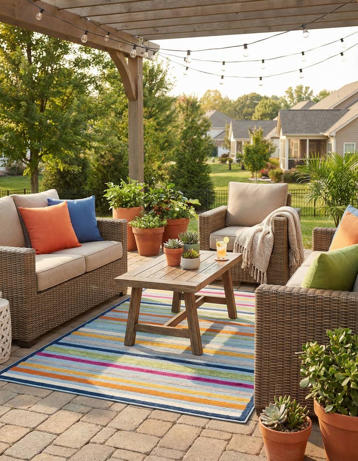 Detail image of  5' 3 x 5' 3  Washable Aruba Indoor / Outdoor Square Rug