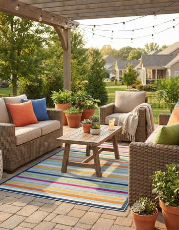 Blue Easy-Clean Aruba Indoor / Outdoor Square Rug