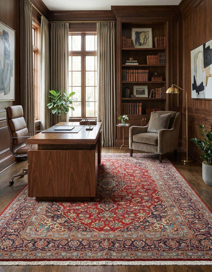 Detail image of  7' 1 x 10' 6 Kashan Wool Rug