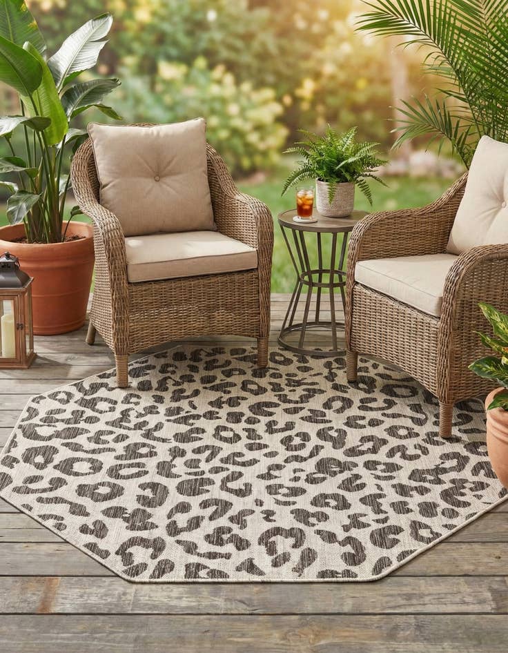 Detail image of 5' 3 x 5' 3  Washable Safari Indoor / Outdoor Octagon Rug