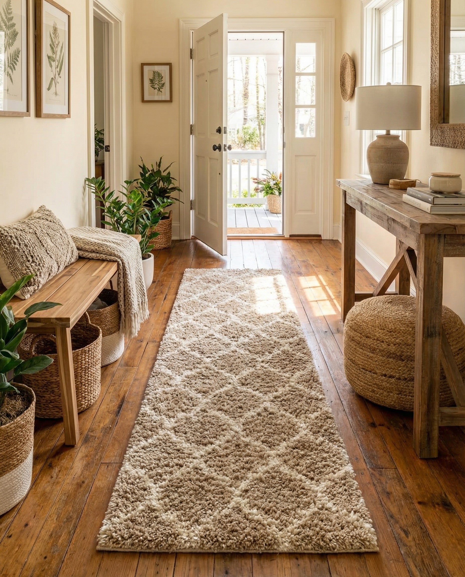  2' 7 x 10' Lattice Shag Runner Rug