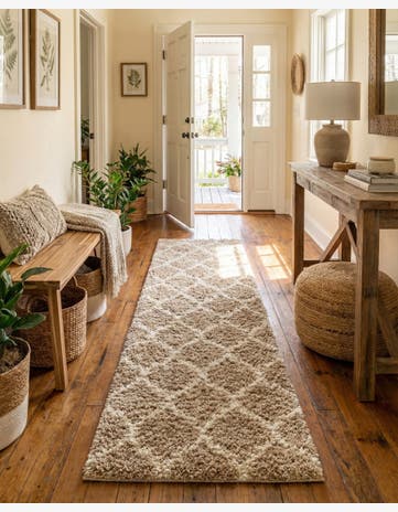 2' 7 x 10' Trellis Shag Runner Rug