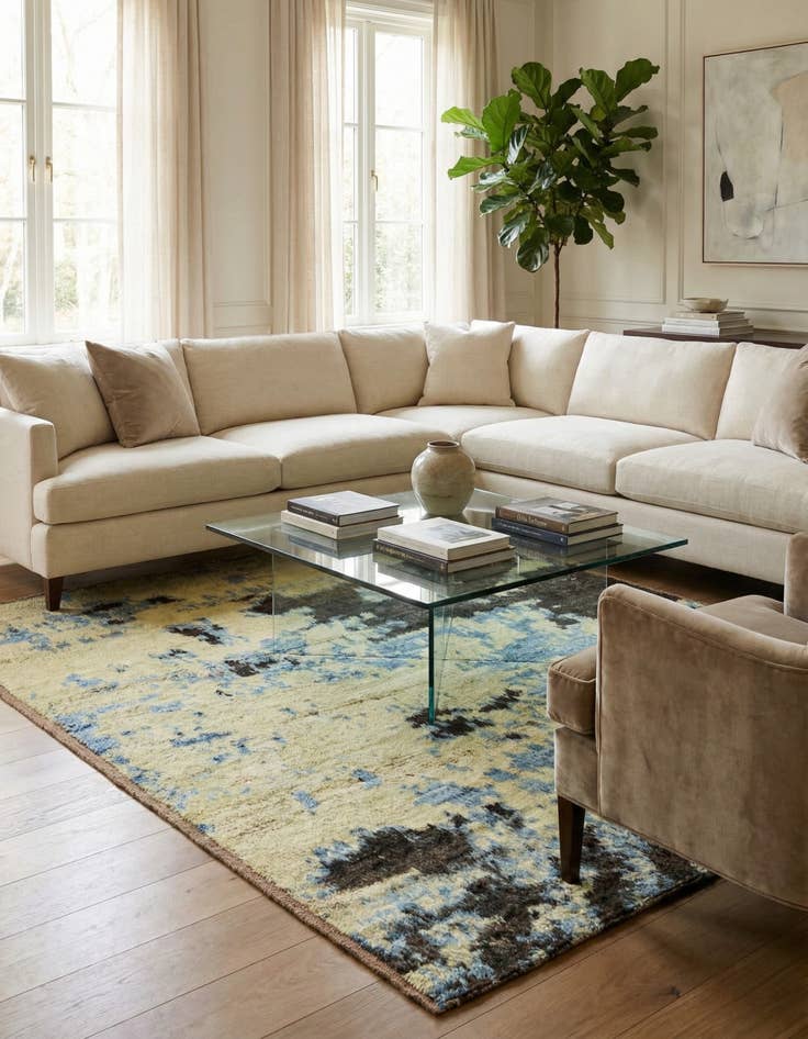 Detail image of 4' 10 x 6'  Hand Knotted Darya Wool Rug