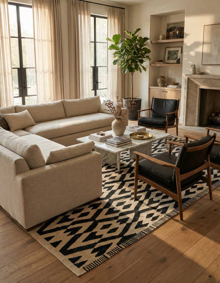 Detail image of 7' x 9' 5  Hand Woven Kilim Modern Wool Rug