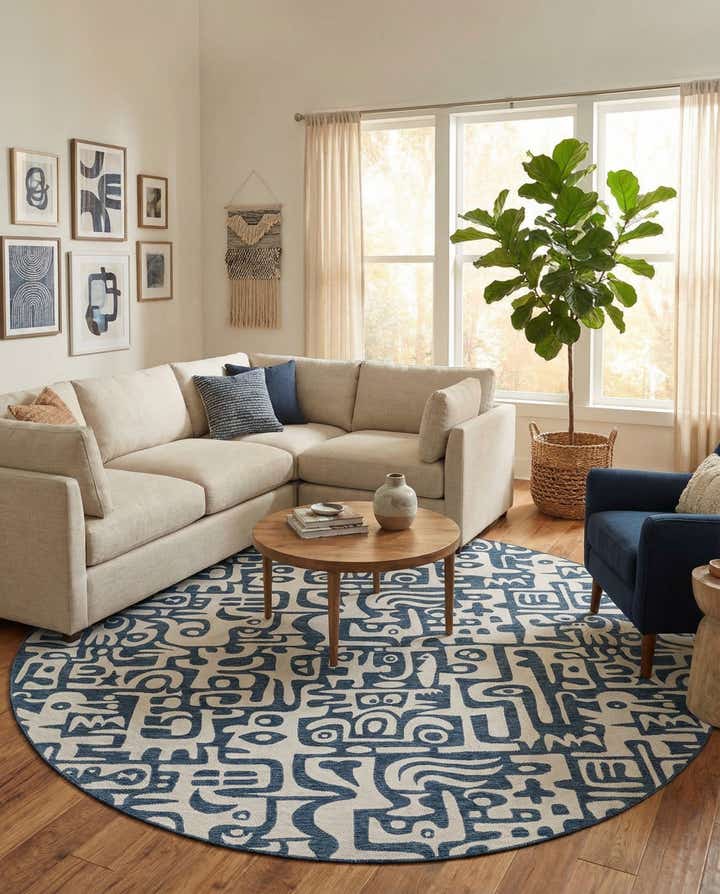 13' x 13' Easy-Clean Modern Indoor / Outdoor Round Rug