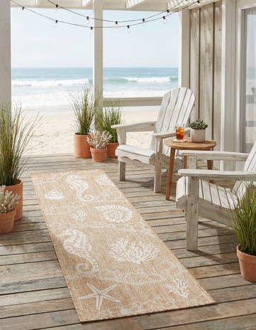 Taupe Easy-Clean Coastal Indoor / Outdoor Runner Rug
